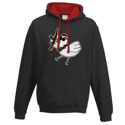Motiv: Two-Tone Hoodie - Terrorhuhn - bestimme auf Wunsch Details wie Produkt, Grösse, Farbe und Position selbst ! Motiv: Two-Tone Hoodie - Terrorhuhn