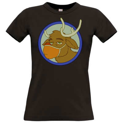 Motiv: T-Shirt Damen Premium FAIR WEAR - Rentier mit Maske - bestimme auf Wunsch Details wie Produkt, Grösse, Farbe und Position selbst ! Motiv: T-Shirt Damen Premium FAIR WEAR - Rentier mit Maske