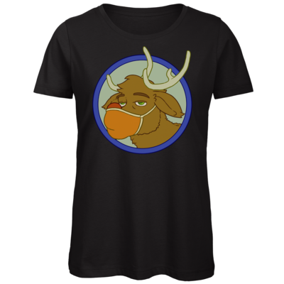 Motiv: Organic Lady T-Shirt - Rentier mit Maske - bestimme auf Wunsch Details wie Produkt, Grösse, Farbe und Position selbst ! Motiv: Organic Lady T-Shirt - Rentier mit Maske