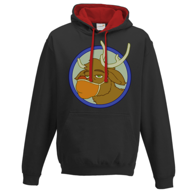 Motiv: Two-Tone Hoodie - Rentier mit Maske - bestimme auf Wunsch Details wie Produkt, Grösse, Farbe und Position selbst ! Motiv: Two-Tone Hoodie - Rentier mit Maske