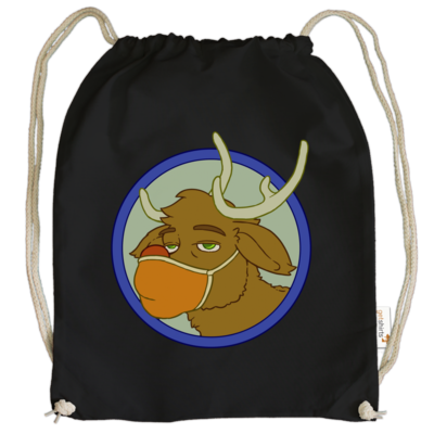 Motiv: Cotton Gymsac - Rentier mit Maske - bestimme auf Wunsch Details wie Produkt, Grösse, Farbe und Position selbst ! Motiv: Cotton Gymsac - Rentier mit Maske