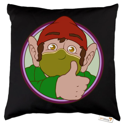 Motiv: Kissen Baumwolle - Frodo mit Maske - bestimme auf Wunsch Details wie Produkt, Grösse, Farbe und Position selbst ! Motiv: Kissen Baumwolle - Frodo mit Maske
