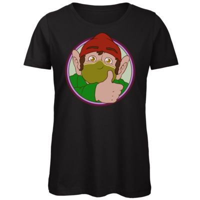 Motiv: Organic Lady T-Shirt - Frodo mit Maske - bestimme auf Wunsch Details wie Produkt, Grösse, Farbe und Position selbst ! Motiv: Organic Lady T-Shirt - Frodo mit Maske