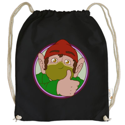 Motiv: Cotton Gymsac - Frodo mit Maske - bestimme auf Wunsch Details wie Produkt, Grösse, Farbe und Position selbst ! Motiv: Cotton Gymsac - Frodo mit Maske