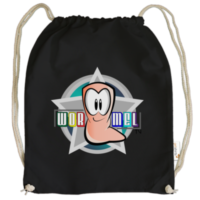 Motiv: Cotton Gymsac - Big Wormel Logo - bestimme auf Wunsch Details wie Produkt, Grösse, Farbe und Position selbst ! Motiv: Cotton Gymsac - Big Wormel Logo