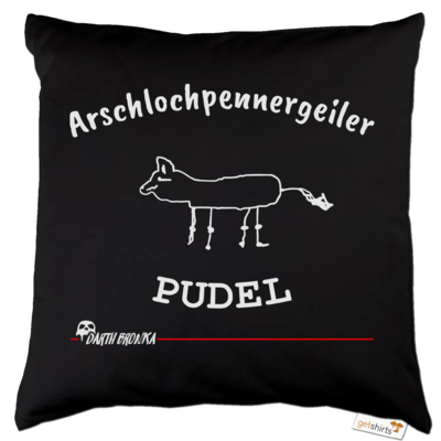 Motiv: Kissen Baumwolle - Bronkas Pudel - bestimme auf Wunsch Details wie Produkt, Grösse, Farbe und Position selbst ! Motiv: Kissen Baumwolle - Bronkas Pudel