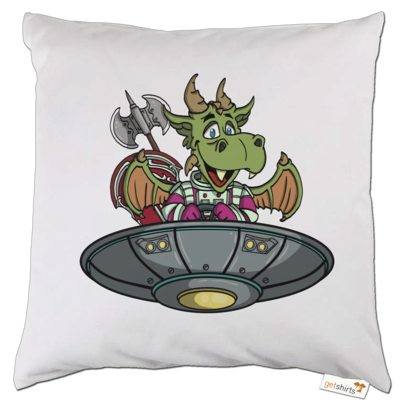 Motiv: Kissen - Space Drache im UFO - bestimme auf Wunsch Details wie Produkt, Grösse, Farbe und Position selbst ! Motiv: Kissen - Space Drache im UFO