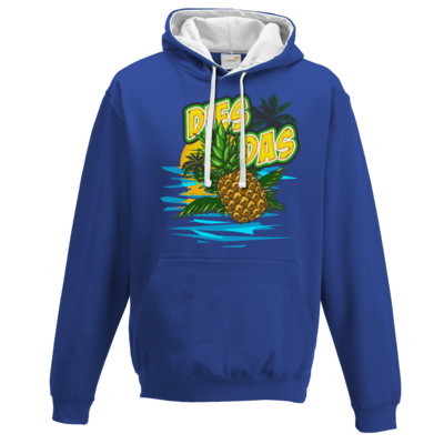 Motiv: Two-Tone Hoodie - DiesDasAnanas - bestimme auf Wunsch Details wie Produkt, Grösse, Farbe und Position selbst ! Motiv: Two-Tone Hoodie - DiesDasAnanas