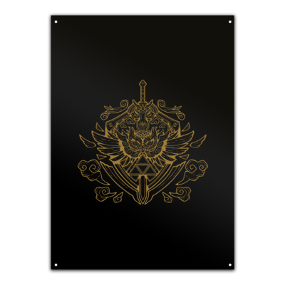 Motiv: Metallschild - Hyrule_Gold - bestimme auf Wunsch Details wie Produkt, Grösse, Farbe und Position selbst ! Motiv: Metallschild - Hyrule_Gold