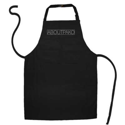 Motiv: Schürze - AboutPako Schriftzug - bestimme auf Wunsch Details wie Produkt, Grösse, Farbe und Position selbst ! Motiv: Schürze - AboutPako Schriftzug