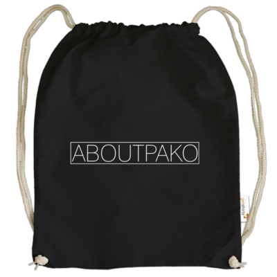Motiv: Cotton Gymsac - AboutPako Schriftzug - bestimme auf Wunsch Details wie Produkt, Grösse, Farbe und Position selbst ! Motiv: Cotton Gymsac - AboutPako Schriftzug