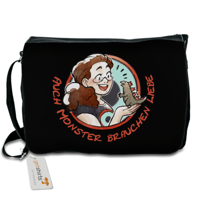 Motiv: Schultertasche - Monster-Liebe-2 - bestimme auf Wunsch Details wie Produkt, Grösse, Farbe und Position selbst ! Motiv: Schultertasche - Monster-Liebe-2