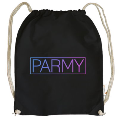 Motiv: Cotton Gymsac - Parmy Schriftzug - bestimme auf Wunsch Details wie Produkt, Grösse, Farbe und Position selbst ! Motiv: Cotton Gymsac - Parmy Schriftzug