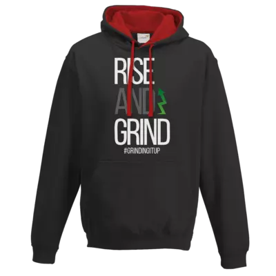 Motiv: Two-Tone Hoodie - grindingitup - rise and grind - bestimme auf Wunsch Details wie Produkt, Grösse, Farbe und Position selbst ! Motiv: Two-Tone Hoodie - grindingitup - rise and grind