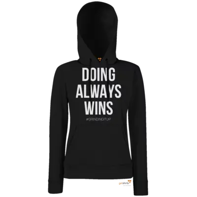 Motiv: Hoodie Damen Classic - grindingitup - doing always wins - bestimme auf Wunsch Details wie Produkt, Grösse, Farbe und Position selbst ! Motiv: Hoodie Damen Classic - grindingitup - doing always wins
