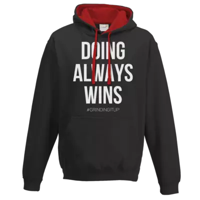 Motiv: Two-Tone Hoodie - grindingitup - doing always wins - bestimme auf Wunsch Details wie Produkt, Grösse, Farbe und Position selbst ! Motiv: Two-Tone Hoodie - grindingitup - doing always wins