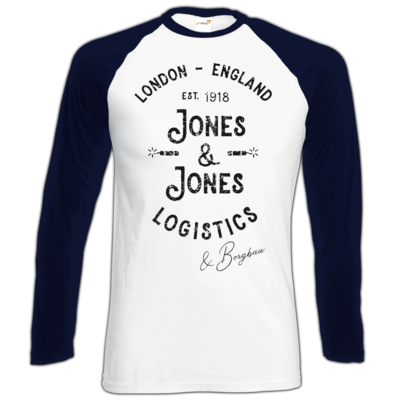 Motiv: Longsleeve Baseball T - Jones & Jones L&B - bestimme auf Wunsch Details wie Produkt, Grösse, Farbe und Position selbst ! Motiv: Longsleeve Baseball T - Jones & Jones L&B