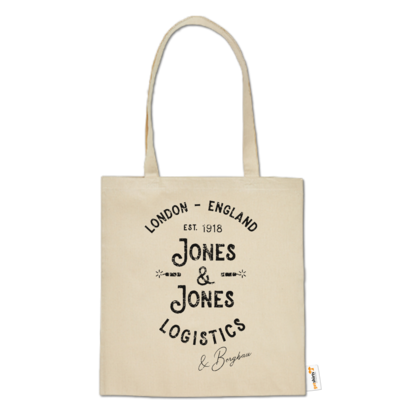 Motiv: Baumwolltasche - Jones & Jones L&B - bestimme auf Wunsch Details wie Produkt, Grösse, Farbe und Position selbst ! Motiv: Baumwolltasche - Jones & Jones L&B