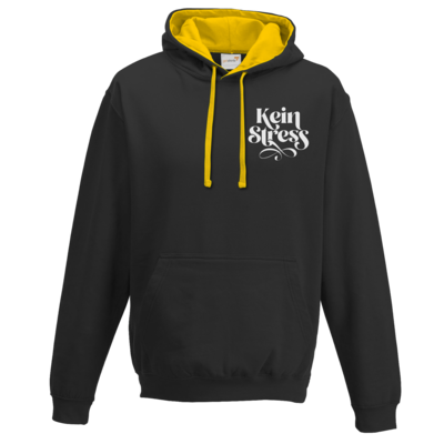 Motiv: Two-Tone Hoodie - Kein Stress - bestimme auf Wunsch Details wie Produkt, Grösse, Farbe und Position selbst ! Motiv: Two-Tone Hoodie - Kein Stress