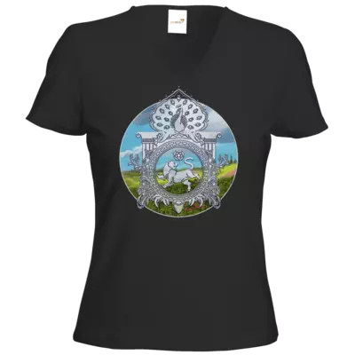 Motiv: T-Shirt Damen V-Neck Classic - Die Sonnenküste - bestimme auf Wunsch Details wie Produkt, Grösse, Farbe und Position selbst ! Motiv: T-Shirt Damen V-Neck Classic - Die Sonnenküste