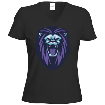 Motiv: T-Shirt Damen V-Neck Classic - Lion - bestimme auf Wunsch Details wie Produkt, Grösse, Farbe und Position selbst ! Motiv: T-Shirt Damen V-Neck Classic - Lion