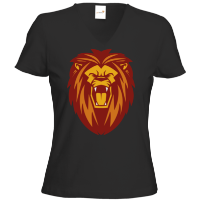 Motiv: T-Shirt Damen V-Neck Classic - Lion gelb - bestimme auf Wunsch Details wie Produkt, Grösse, Farbe und Position selbst ! Motiv: T-Shirt Damen V-Neck Classic - Lion gelb