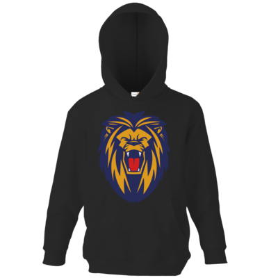 Motiv: Kids Hooded Sweat - Lion blaugelb - bestimme auf Wunsch Details wie Produkt, Grösse, Farbe und Position selbst ! Motiv: Kids Hooded Sweat - Lion blaugelb