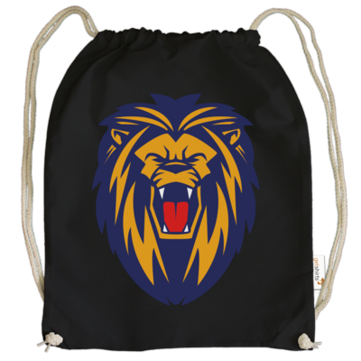 Motiv: Cotton Gymsac - Lion blaugelb - bestimme auf Wunsch Details wie Produkt, Grösse, Farbe und Position selbst ! Motiv: Cotton Gymsac - Lion blaugelb