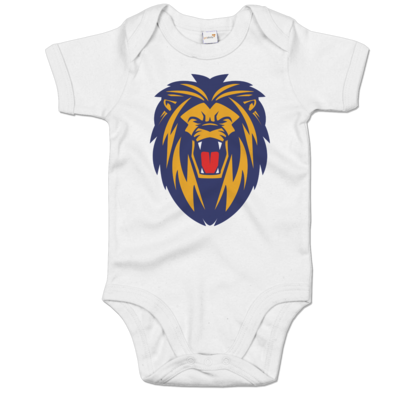 Motiv: Baby Body Organic - Lion blaugelb - bestimme auf Wunsch Details wie Produkt, Grösse, Farbe und Position selbst ! Motiv: Baby Body Organic - Lion blaugelb