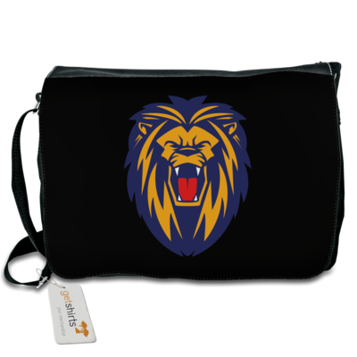 Motiv: Schultertasche - Lion blaugelb - bestimme auf Wunsch Details wie Produkt, Grösse, Farbe und Position selbst ! Motiv: Schultertasche - Lion blaugelb