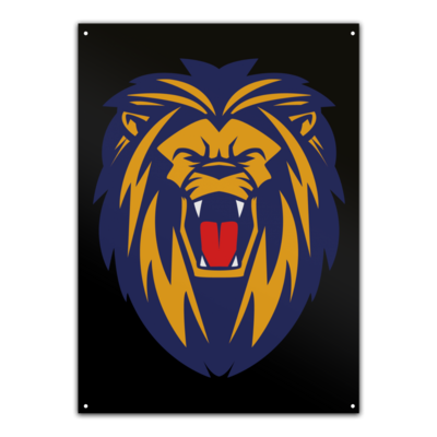 Motiv: Metallschild - Lion blaugelb - bestimme auf Wunsch Details wie Produkt, Grösse, Farbe und Position selbst ! Motiv: Metallschild - Lion blaugelb