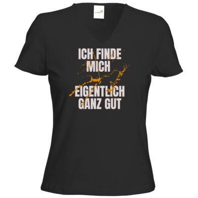 Motiv: T-Shirt Damen V-Neck Classic - ich finde mich eigentlich ganz gut - bestimme auf Wunsch Details wie Produkt, Grösse, Farbe und Position selbst ! Motiv: T-Shirt Damen V-Neck Classic - ich finde mich eigentlich ganz gut