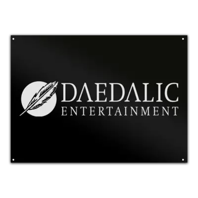 Motiv: Metallschild - Daedalic Logo - bestimme auf Wunsch Details wie Produkt, Grösse, Farbe und Position selbst ! Motiv: Metallschild - Daedalic Logo