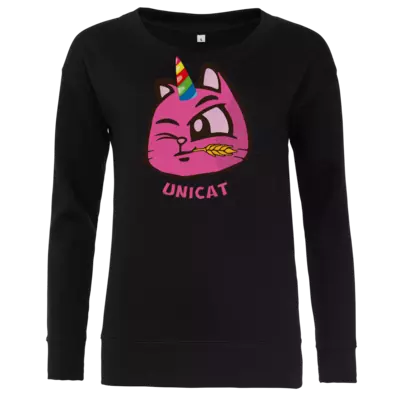 Motiv: Girlie Crew Sweatshirt - UNICAT - bestimme auf Wunsch Details wie Produkt, Grösse, Farbe und Position selbst ! Motiv: Girlie Crew Sweatshirt - UNICAT