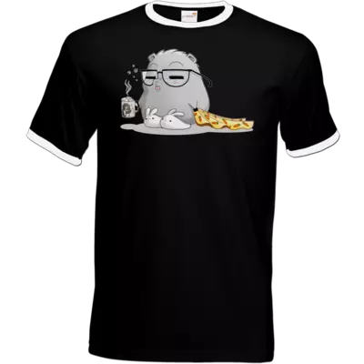 Motiv: T-Shirt Ringer - Morgenmuffel Mööh - Himmelsbande - bestimme auf Wunsch Details wie Produkt, Grösse, Farbe und Position selbst ! Motiv: T-Shirt Ringer - Morgenmuffel Mööh - Himmelsbande