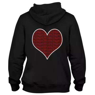 Motiv: Hoodie Premium FAIR WEAR - Liebe zu Viert - bestimme auf Wunsch Details wie Produkt, Grösse, Farbe und Position selbst ! Motiv: Hoodie Premium FAIR WEAR - Liebe zu Viert