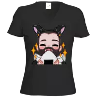 Motiv: T-Shirts Damen V-Neck FAIR WEAR - Nino Maid Onigiri - bestimme auf Wunsch Details wie Produkt, Grösse, Farbe und Position selbst ! Motiv: T-Shirts Damen V-Neck FAIR WEAR - Nino Maid Onigiri