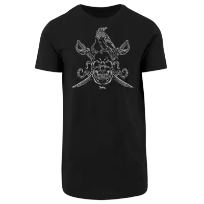 Motiv: Shaped Long Tee - HeXXen Piraten - bestimme auf Wunsch Details wie Produkt, Grösse, Farbe und Position selbst ! Motiv: Shaped Long Tee - HeXXen Piraten