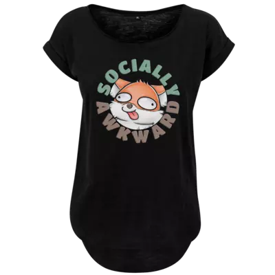 Motiv: Ladies Long Slub Tee - Socially Awkward - bestimme auf Wunsch Details wie Produkt, Grösse, Farbe und Position selbst ! Motiv: Ladies Long Slub Tee - Socially Awkward