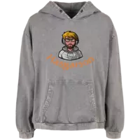 Motiv: Ladies Acid Washed Oversize Hoodie - Logo mit Schrift - bestimme auf Wunsch Details wie Produkt, Grösse, Farbe und Position selbst ! Motiv: Ladies Acid Washed Oversize Hoodie - Logo mit Schrift