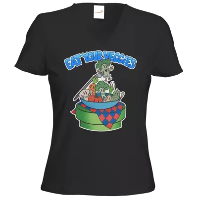 Motiv: T-Shirts Damen V-Neck FAIR WEAR - Eat Your Veggies 