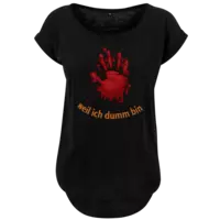 Motiv: Ladies Long Slub Tee - Finger - weil ich dumm bin - bestimme auf Wunsch Details wie Produkt, Grösse, Farbe und Position selbst ! Motiv: Ladies Long Slub Tee - Finger - weil ich dumm bin