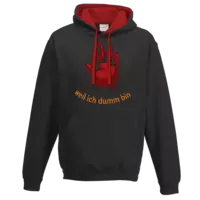Motiv: Two-Tone Hoodie - Finger - weil ich dumm bin - bestimme auf Wunsch Details wie Produkt, Grösse, Farbe und Position selbst ! Motiv: Two-Tone Hoodie - Finger - weil ich dumm bin