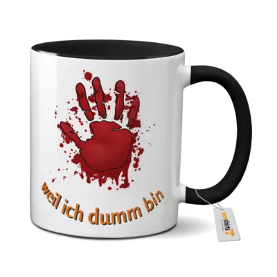 Motiv: Tasse farbig - Finger - weil ich dumm bin