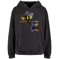 Motiv: Ladies Acid Washed Oversize Hoodie - Beas Pride Hummel - bestimme auf Wunsch Details wie Produkt, Grösse, Farbe und Position selbst ! Motiv: Ladies Acid Washed Oversize Hoodie - Beas Pride Hummel