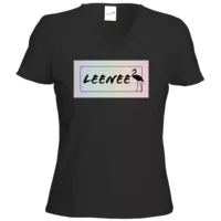 Motiv: T-Shirt Damen V-Neck Classic - Leenee Rainbow Flamingo - bestimme auf Wunsch Details wie Produkt, Grösse, Farbe und Position selbst ! Motiv: T-Shirt Damen V-Neck Classic - Leenee Rainbow Flamingo