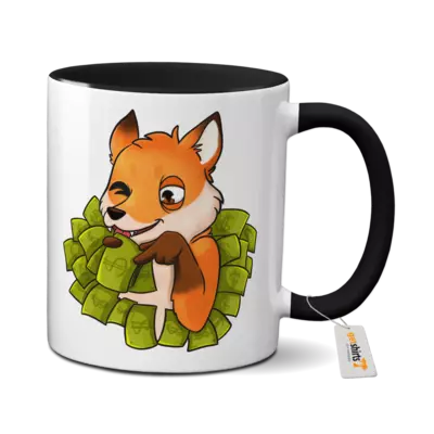 Motiv: Tasse farbig - Gieriger Fuchs