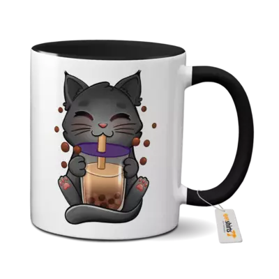 Motiv: Tasse farbig - Bubbletea Katze
