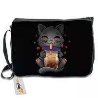 Motiv: Schultertasche - Bubbletea Katze - bestimme auf Wunsch Details wie Produkt, Grösse, Farbe und Position selbst ! Motiv: Schultertasche - Bubbletea Katze