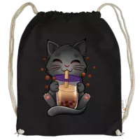 Motiv: Cotton Gymsac - Bubbletea Katze - bestimme auf Wunsch Details wie Produkt, Grösse, Farbe und Position selbst ! Motiv: Cotton Gymsac - Bubbletea Katze